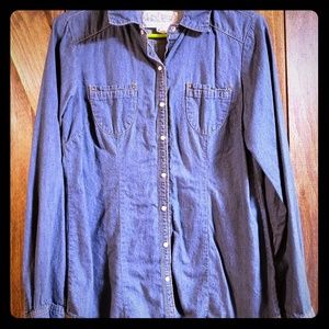 Girl Krazy Blue Jean Button Up